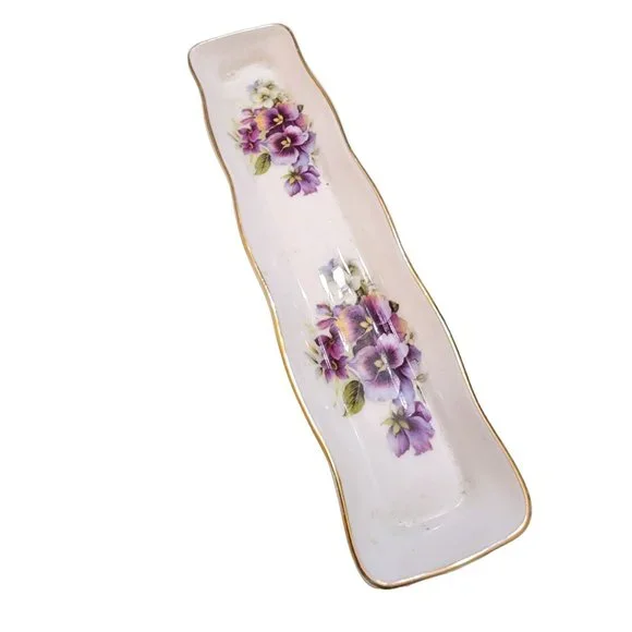Bone China English Trinket Dish with Violets (A1957) solofficialkw.com